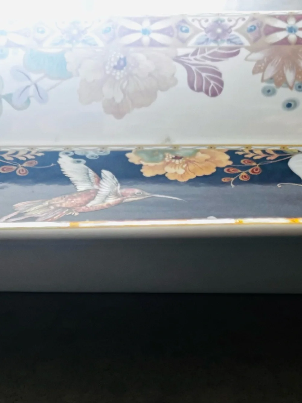 Spode Decorative Hummingbird Porcelain Serving Tray - Navy & Gold